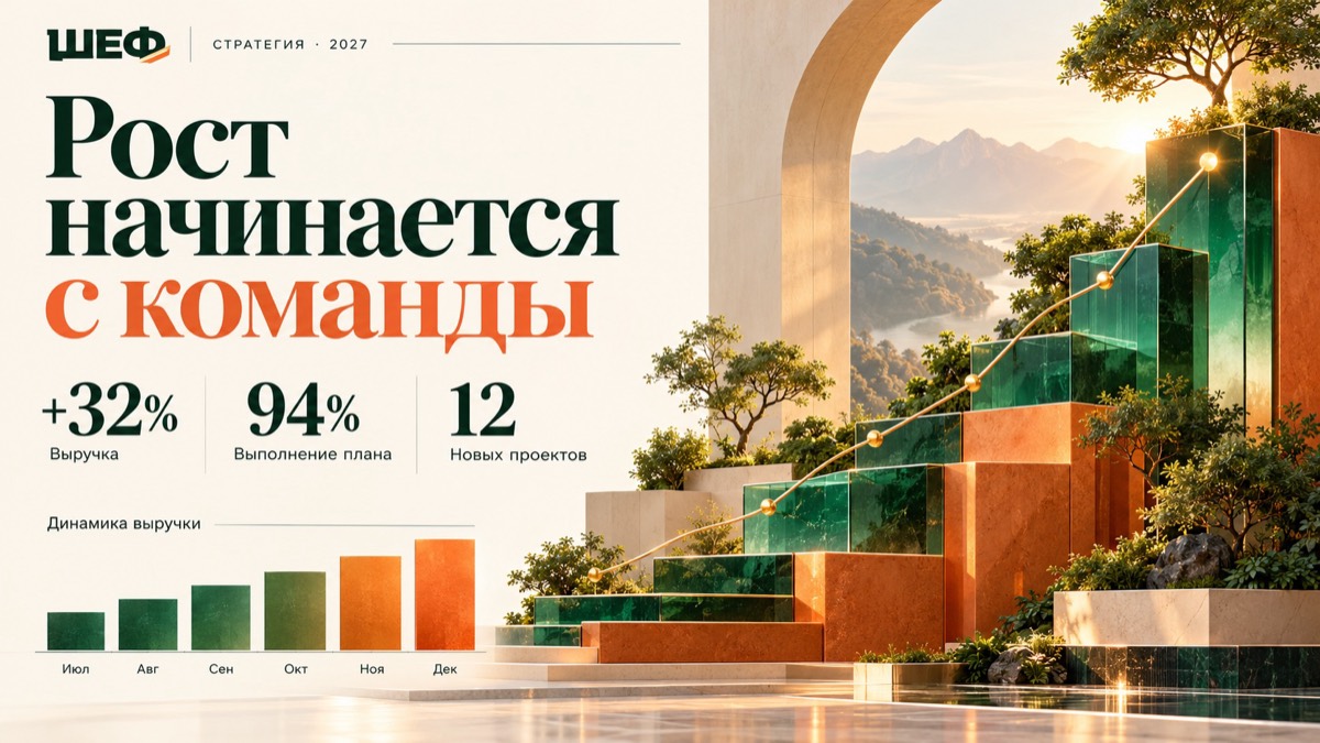 Презентация: рост начинается с команды, показатели и иллюстрация роста